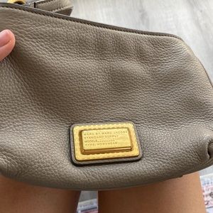 Marc by Marc Jacobs Taupe Leather Crossbody with Gold Plaque